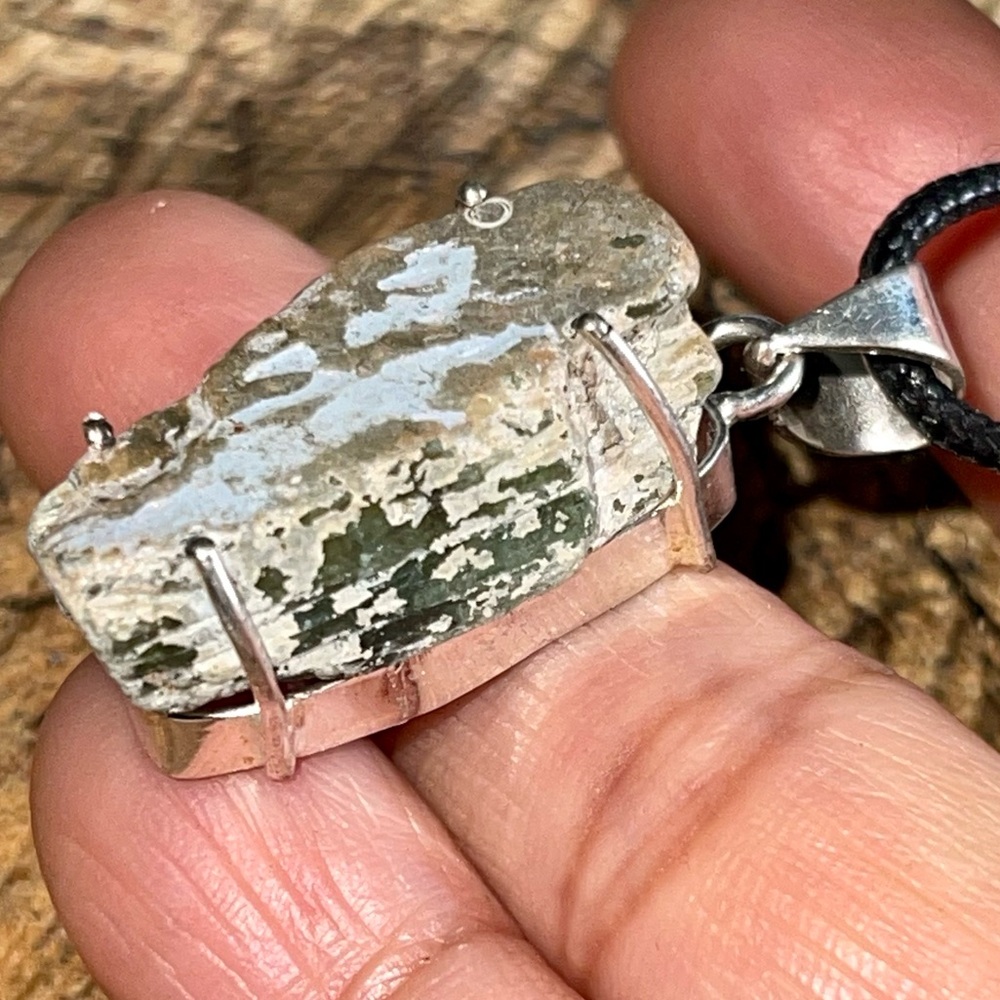 Silver Sheen Blue Kyanite Pendant 1 1/2”